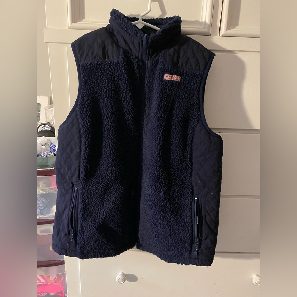 Vineyard Vines Women’s Blue Sherpa Reversible Vest
